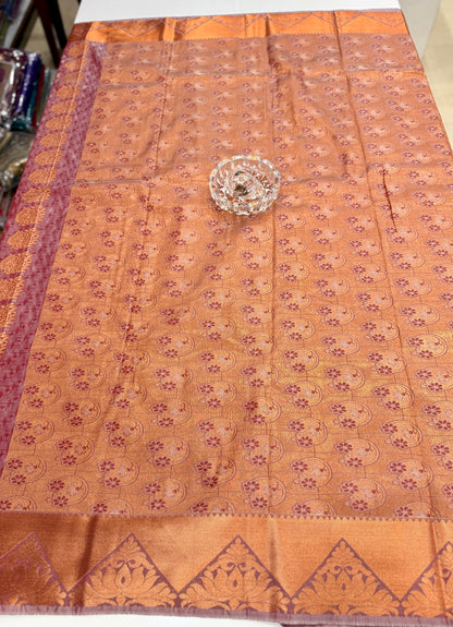 Butti Embossed Soft Silk Saree with Rich Pallu and Matching Blouse – Festive & Wedding Wear for Women