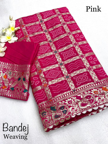 Meenakari Majesty : Bhandej Bliss - 10% Off and Free Shipping