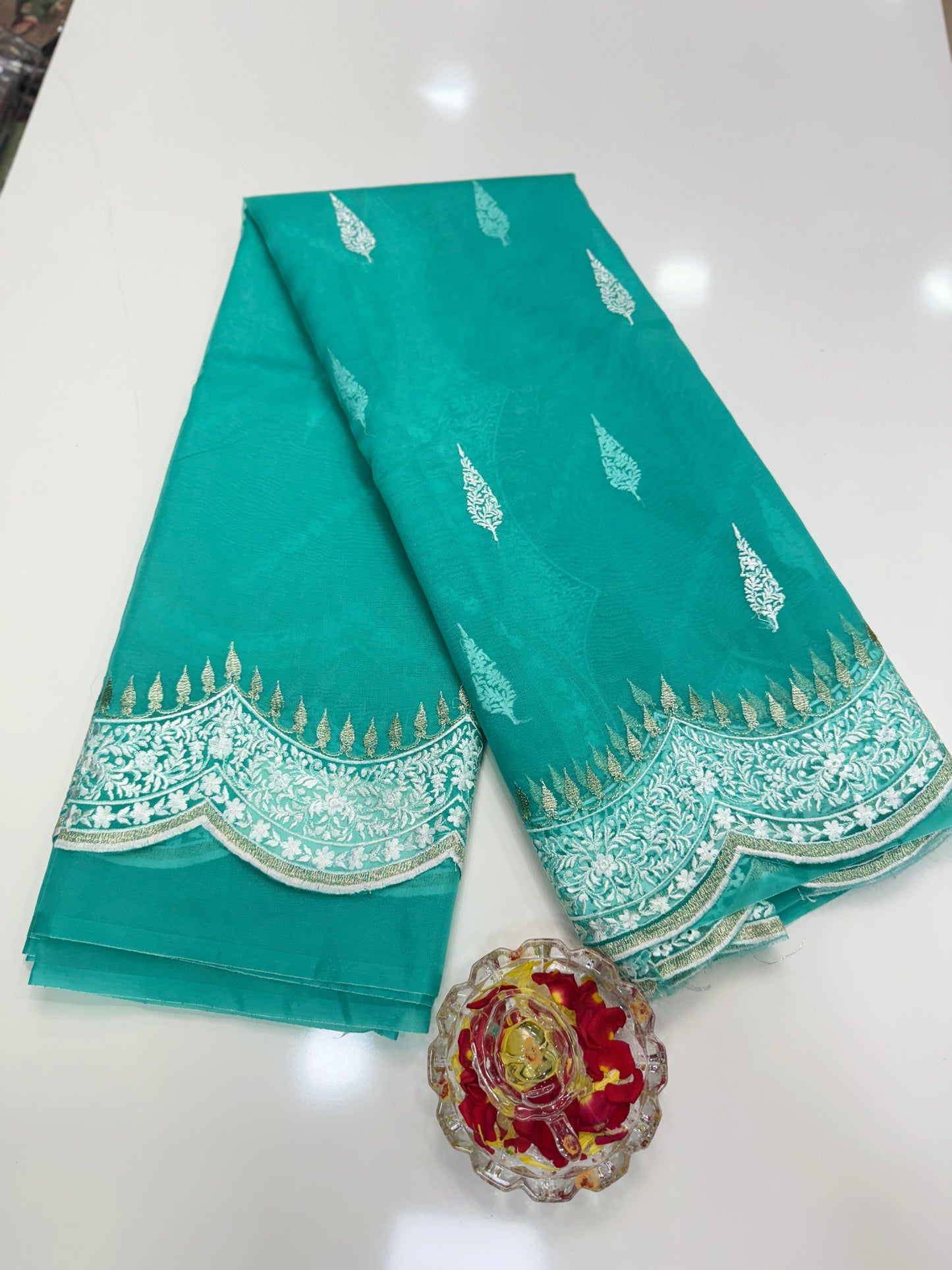 Banarasi Semi Organza Soft Saree with Embroidery Border and Blouse Design – Festive Wear