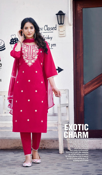 PURE COTTON ELEGANCE KURTI PANT WITH DUPATTA