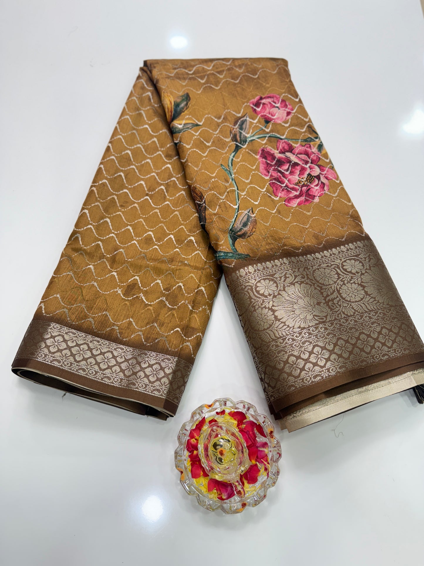 Kasargod-Style Silk Blend Saree with Zari Border and Rich Pallu – Festive Saree for Women