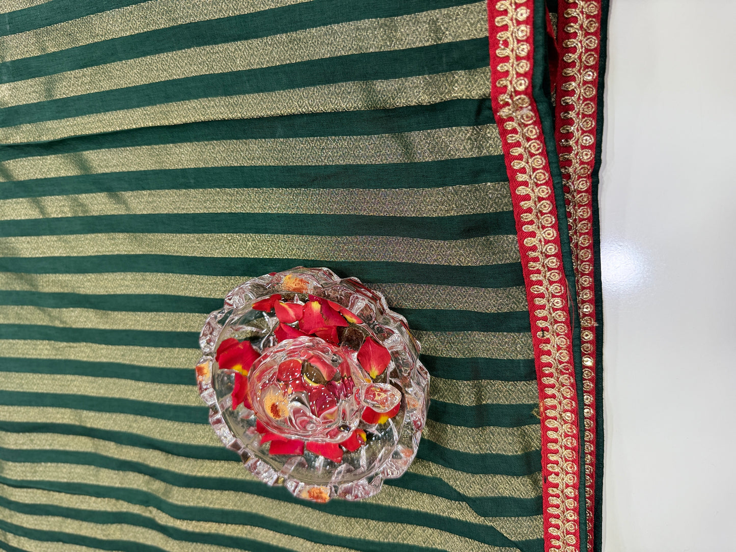 Olive Line Pattern Designer Silk Saree with Heavy Embroidery Work and Unstitched Blouse for Festive and Wedding Wear