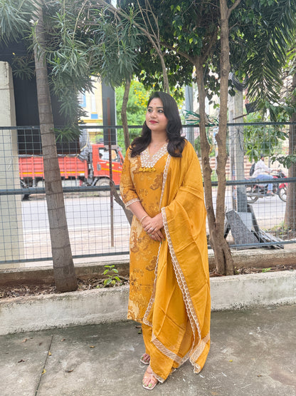 Crush Shimmer Kurta Pant Dupatta Set with Beautiful Detailing Work for Women – Sizes M to XXL