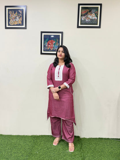 Premium Fancy Denim Co-Ord Set for Women with Thread Work – Fish-Cut Top and Pocket Pant