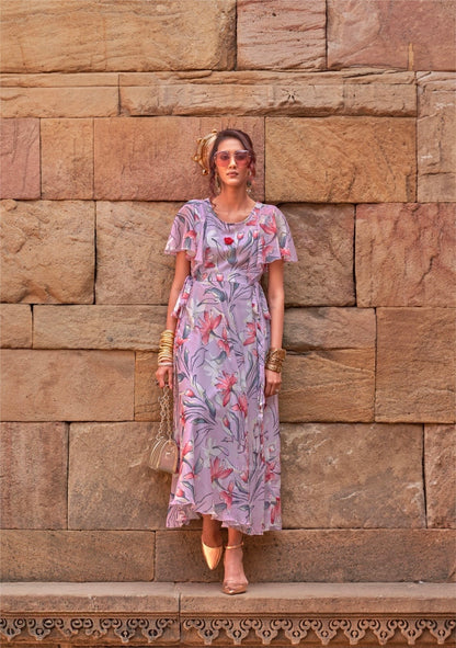 Premium Chiffon Floral One-Piece Dress – Women’s Summer Wear (L to 3XL)