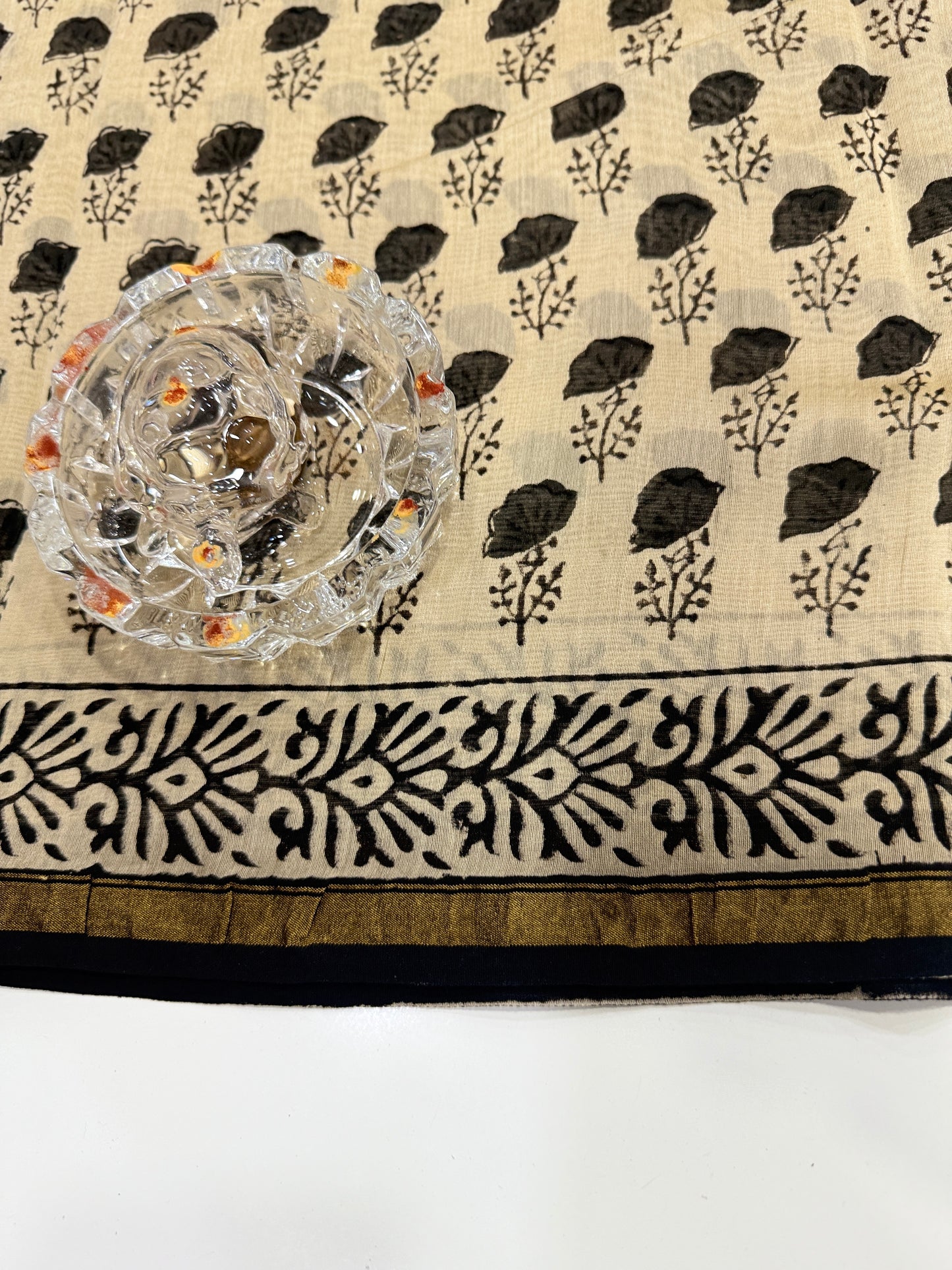 Pure Chanderi Silk Saree with Intricate Handblock Print and Blouse Piece – Traditional Wear for Women