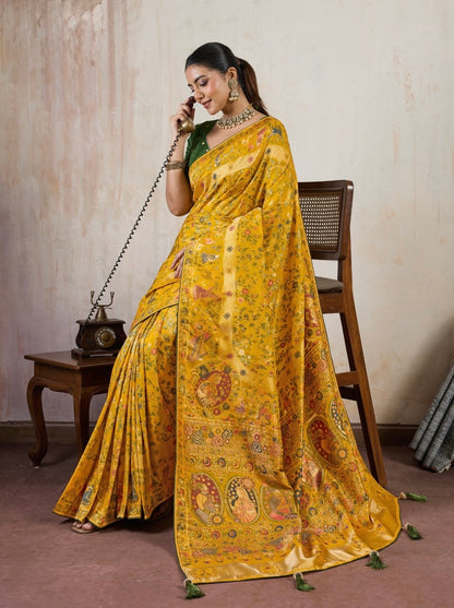 Soft Makhmal Silk Saree with 11-Shade Meenakari Weaving and Grand Pallu – Heritage Wedding Saree for Women