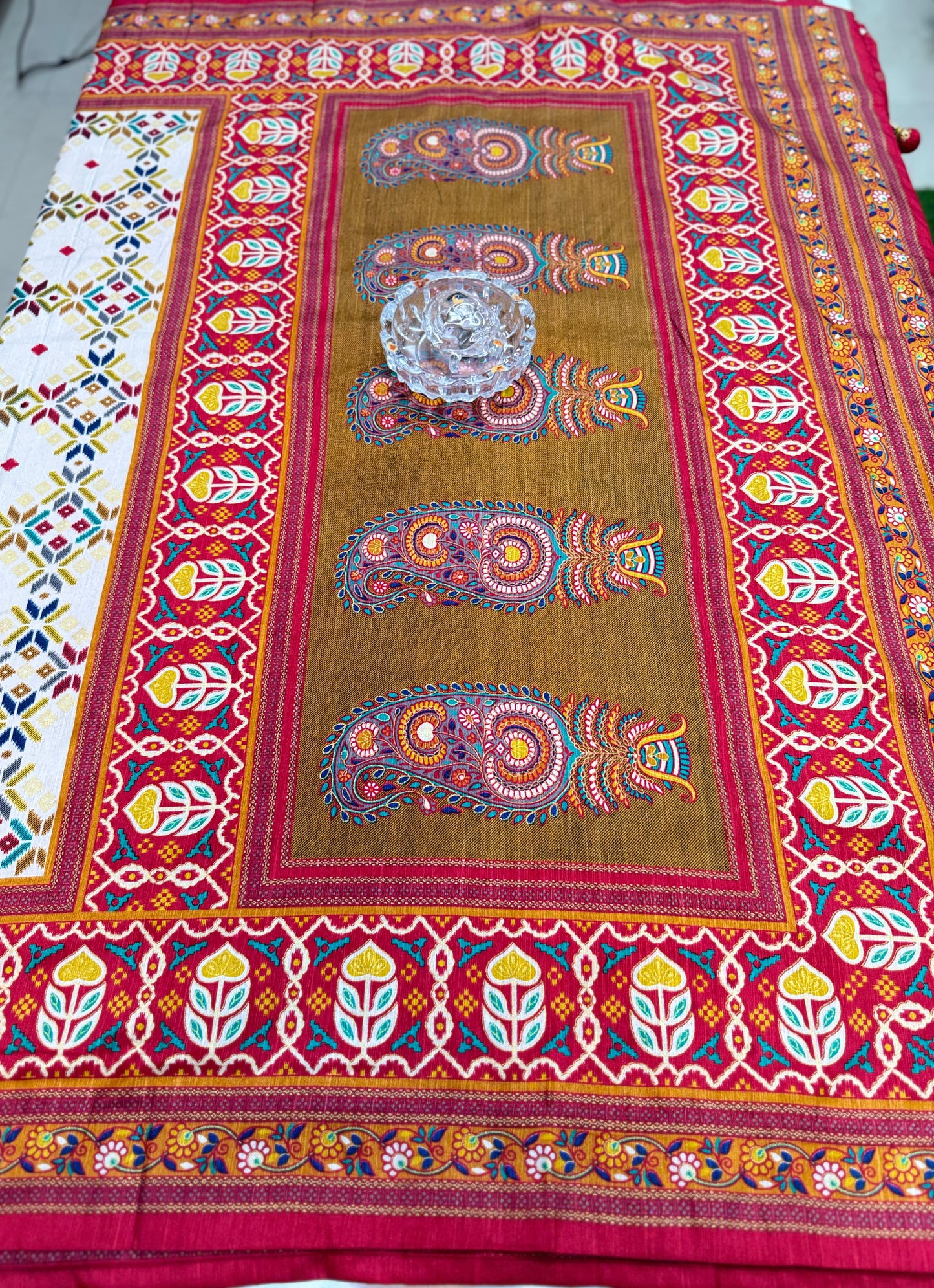 PV Silk Saree with HB Luxury Print and Gloss Finish – Party and Festival Wear Saree for Women