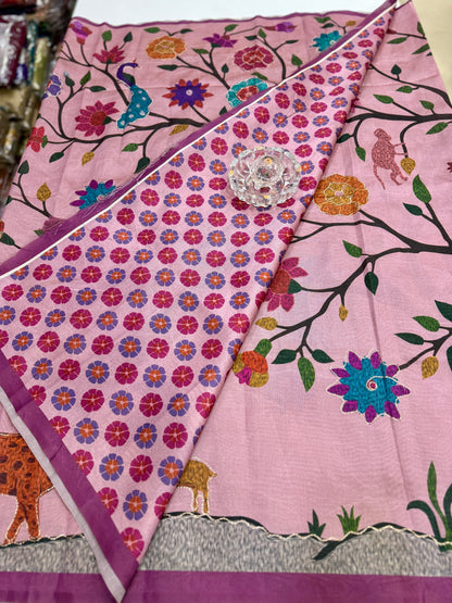 Assam silk saree for women with aari embroidery and paithani motifs, festive wear saree with blouse