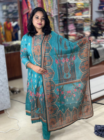 Mughal-Inspired Designer Mul Cotton Suit Set with Zari and Mirror Work