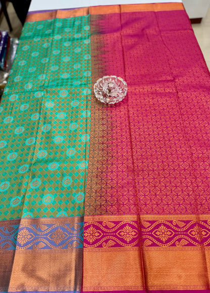Soft Silk Saree with Traditional Zari Border and All-Over Weaving Design for Women