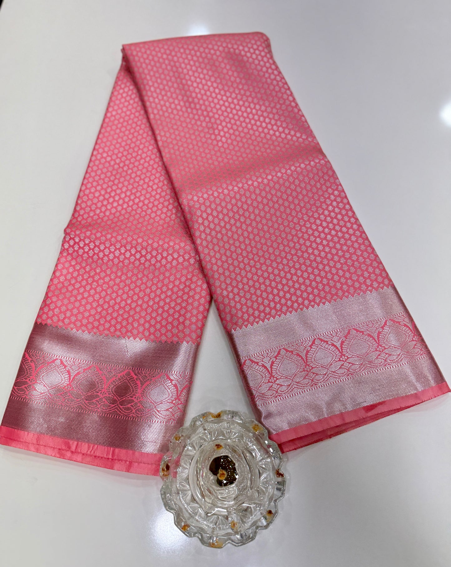 Traditional Kanchipuram Style Silk Saree for Women with Zari Border and Blouse Piece | Power-loom Woven Saree