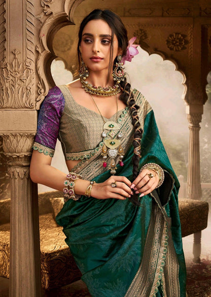 Banarasi tissue silk saree with lace border and heavy pallu – soft designer ethnic wear for women
