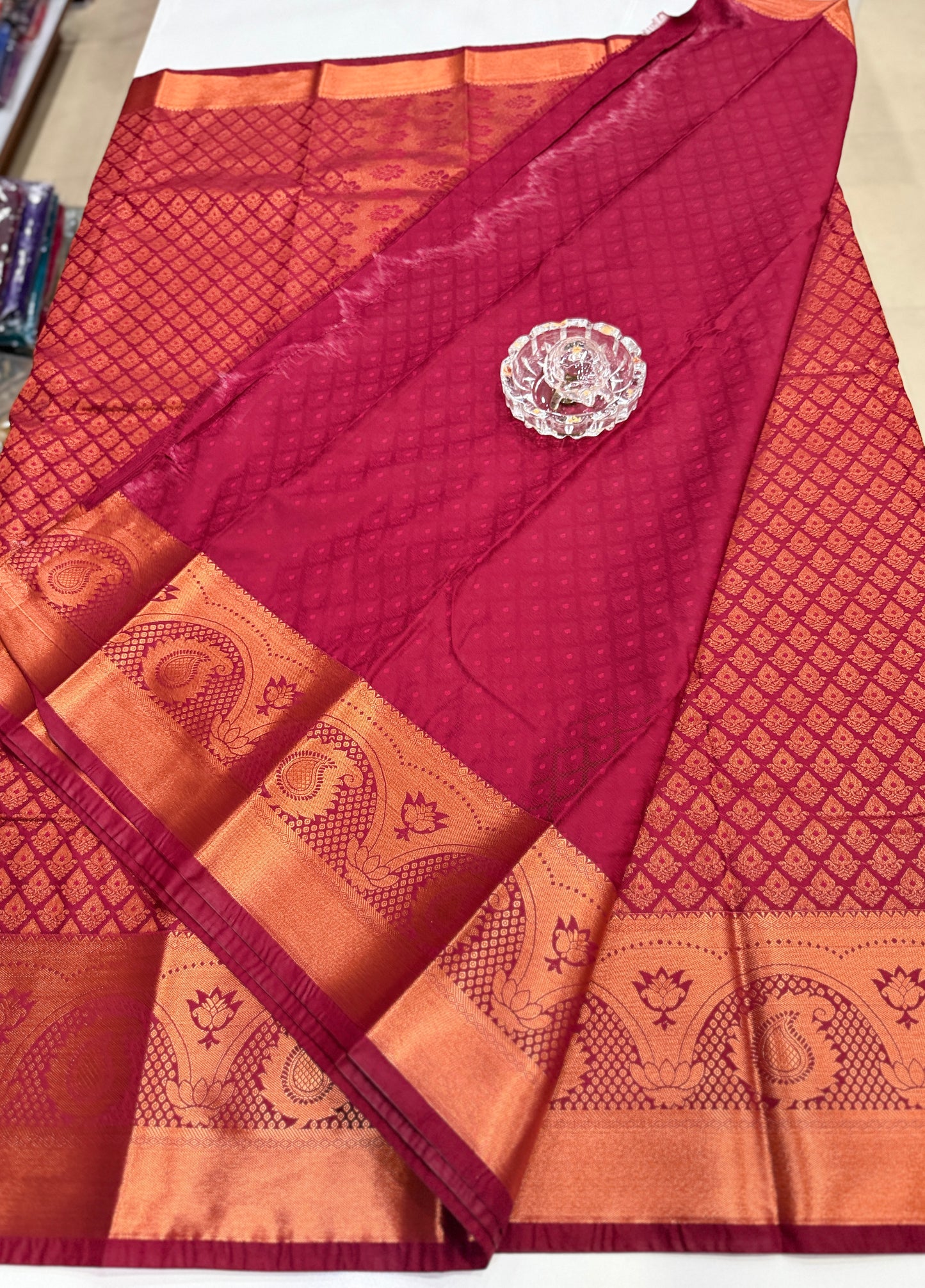 Bridal Soft Silk Saree with Jacquard Weaving & Contrast Border for Women