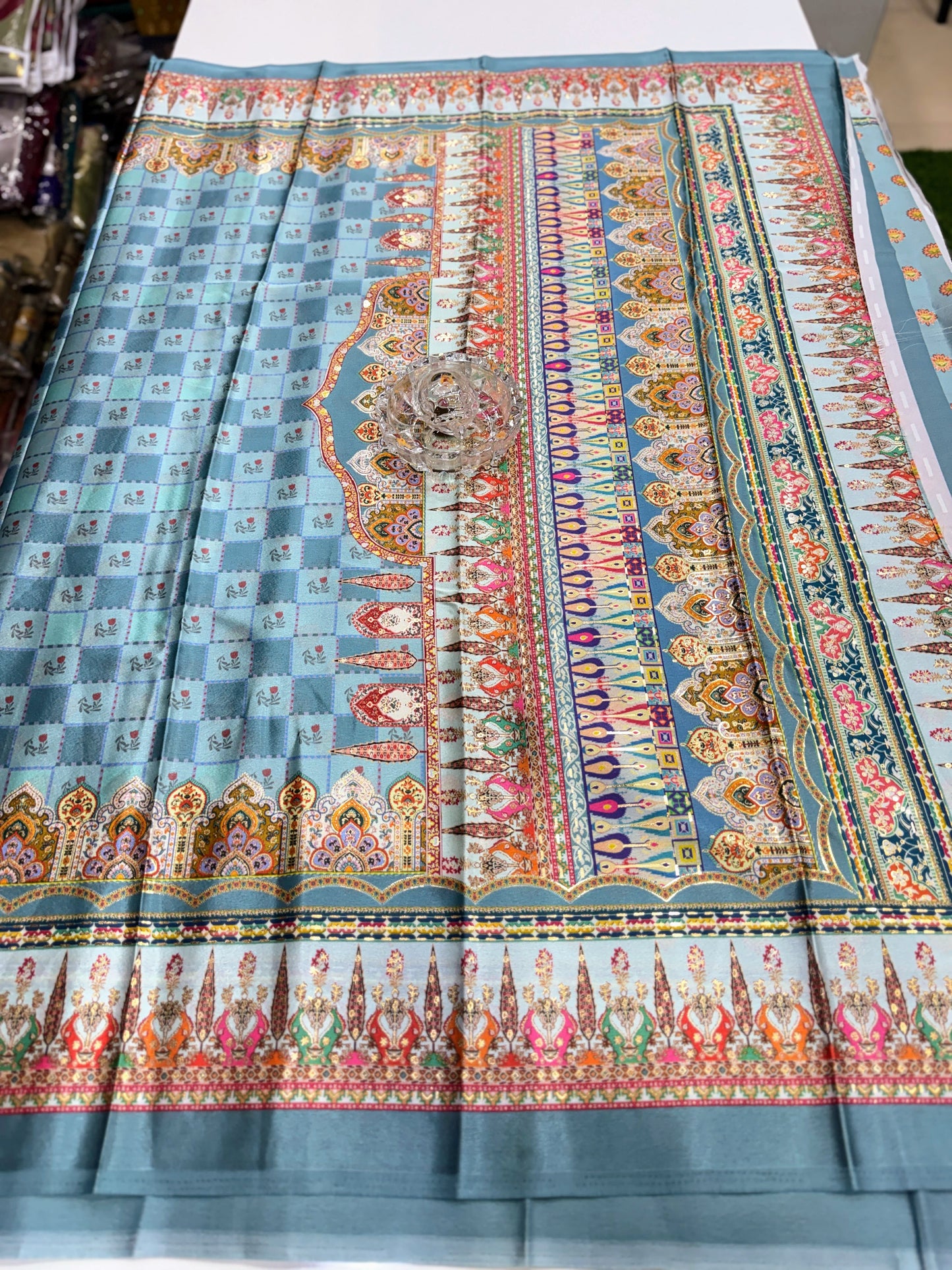 Japan satin saree for women with position print pallu and blouse, soft satin printed saree for festive and casual wear