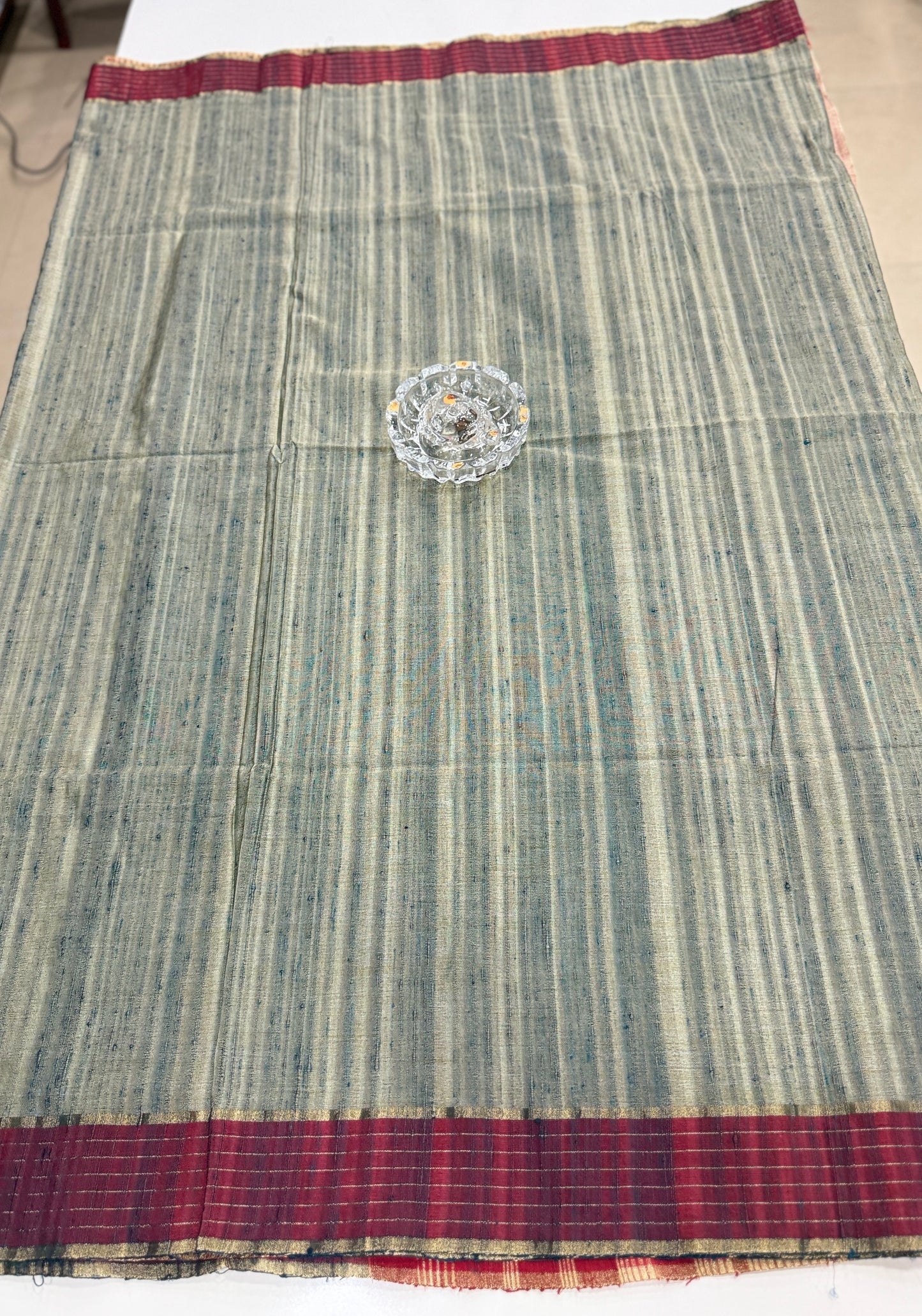 Handloom Style Katan Silk Saree with Red Zari Border – Elegant Office & Festive Wear Saree for Women