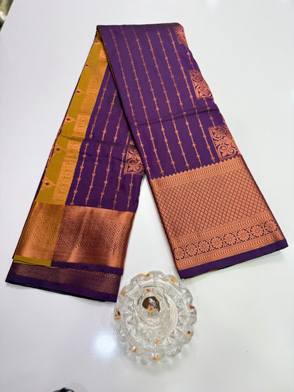 Dharmavaram Silk Saree with Intricate Meena Work and Blouse Piece for Women