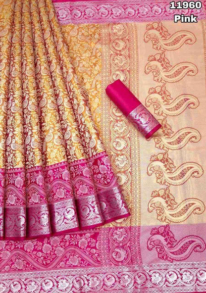Kanjivaram Saree with Silver Zari