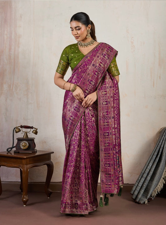 Soft Makhmal Silk Saree with 11-Shade Meenakari Weaving and Grand Pallu – Heritage Wedding Saree for Women