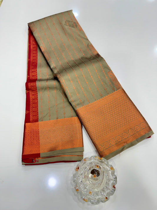 Dharmavaram Silk Saree with Intricate Meena Work and Blouse Piece for Women
