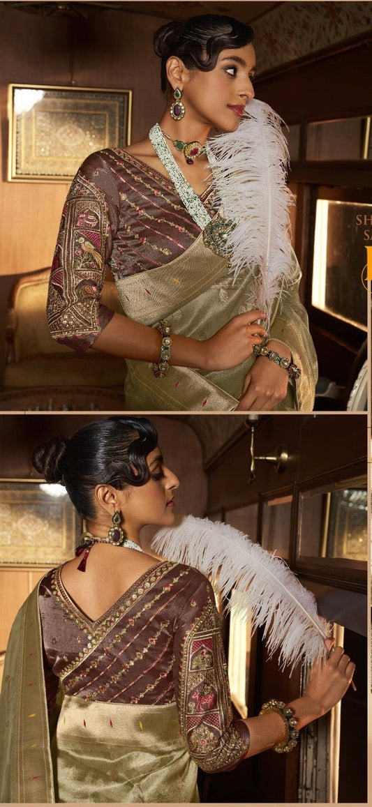 tissue paithani saree with embroidered designer blouse – premium ethnic wear for women