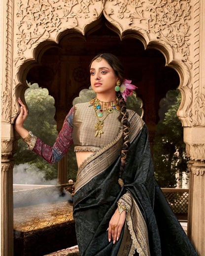 Banarasi tissue silk saree with lace border and heavy pallu – soft designer ethnic wear for women