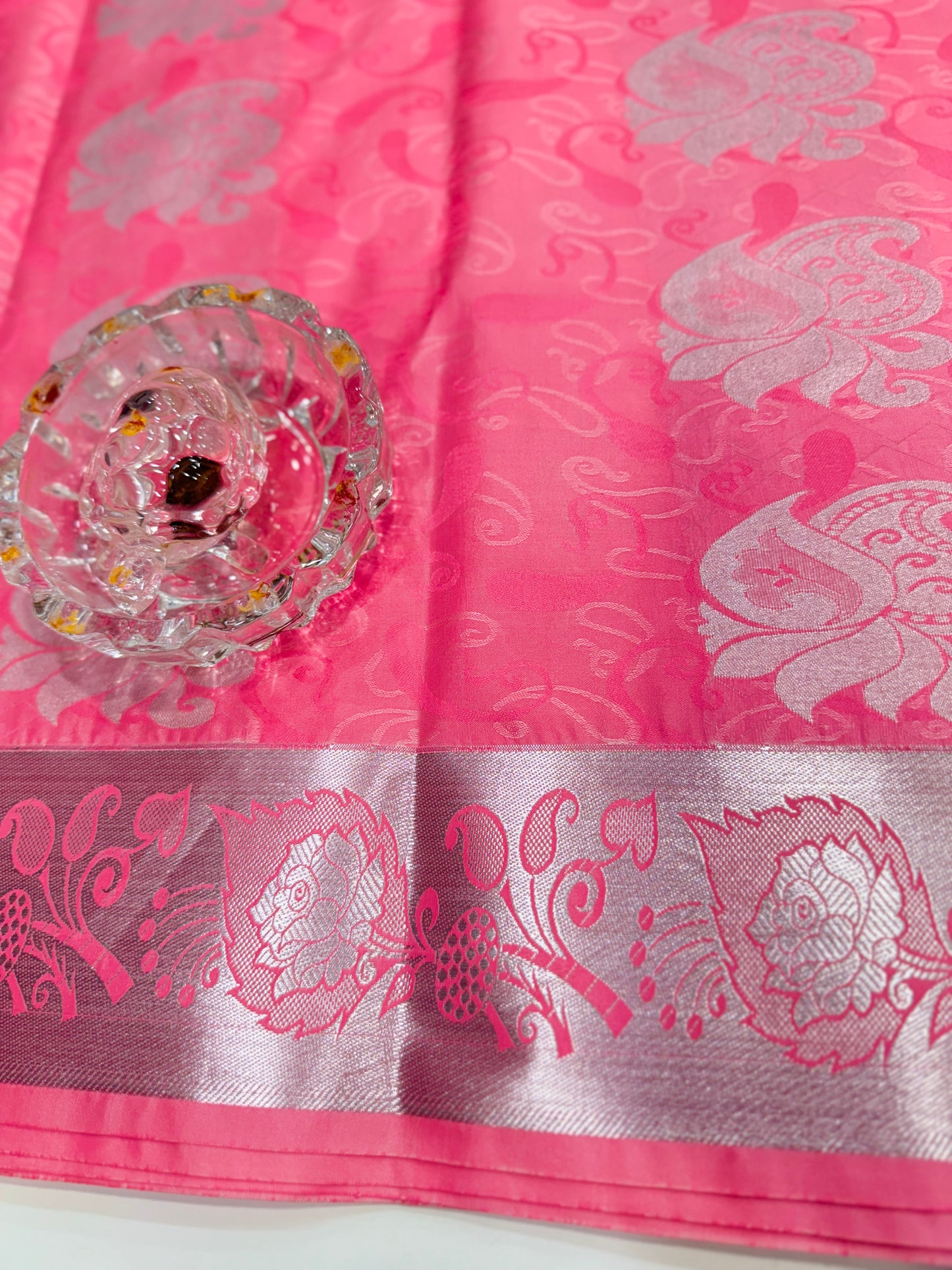 Butti Embossed Soft Silk Saree with Rich Pallu and Matching Blouse – Festive & Wedding Wear for Women