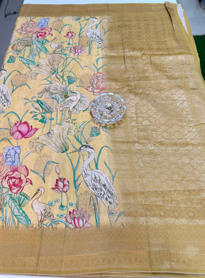 Pure Crepe Silk Saree with Digital Print and Zari Border – Elegant Festive and Wedding Saree for Women