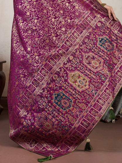 Soft Makhmal Silk Saree with 11-Shade Meenakari Weaving and Grand Pallu – Heritage Wedding Saree for Women