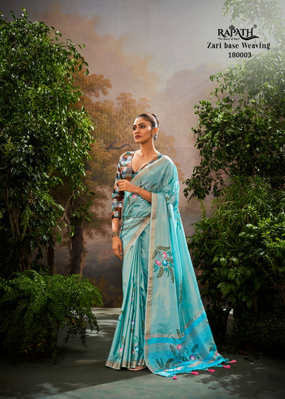 Soft Linen Tissue Saree with Hand Brush Print and Kalamkari Blouse – Festive and Wedding Wear