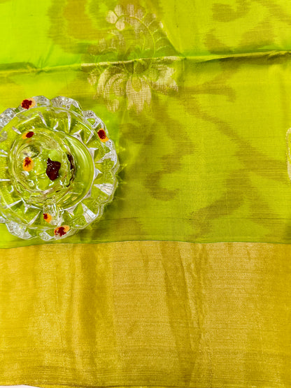 Pochampalli Printed Silk Saree with Satin Border and Blouse – Powerloom Weave for Women