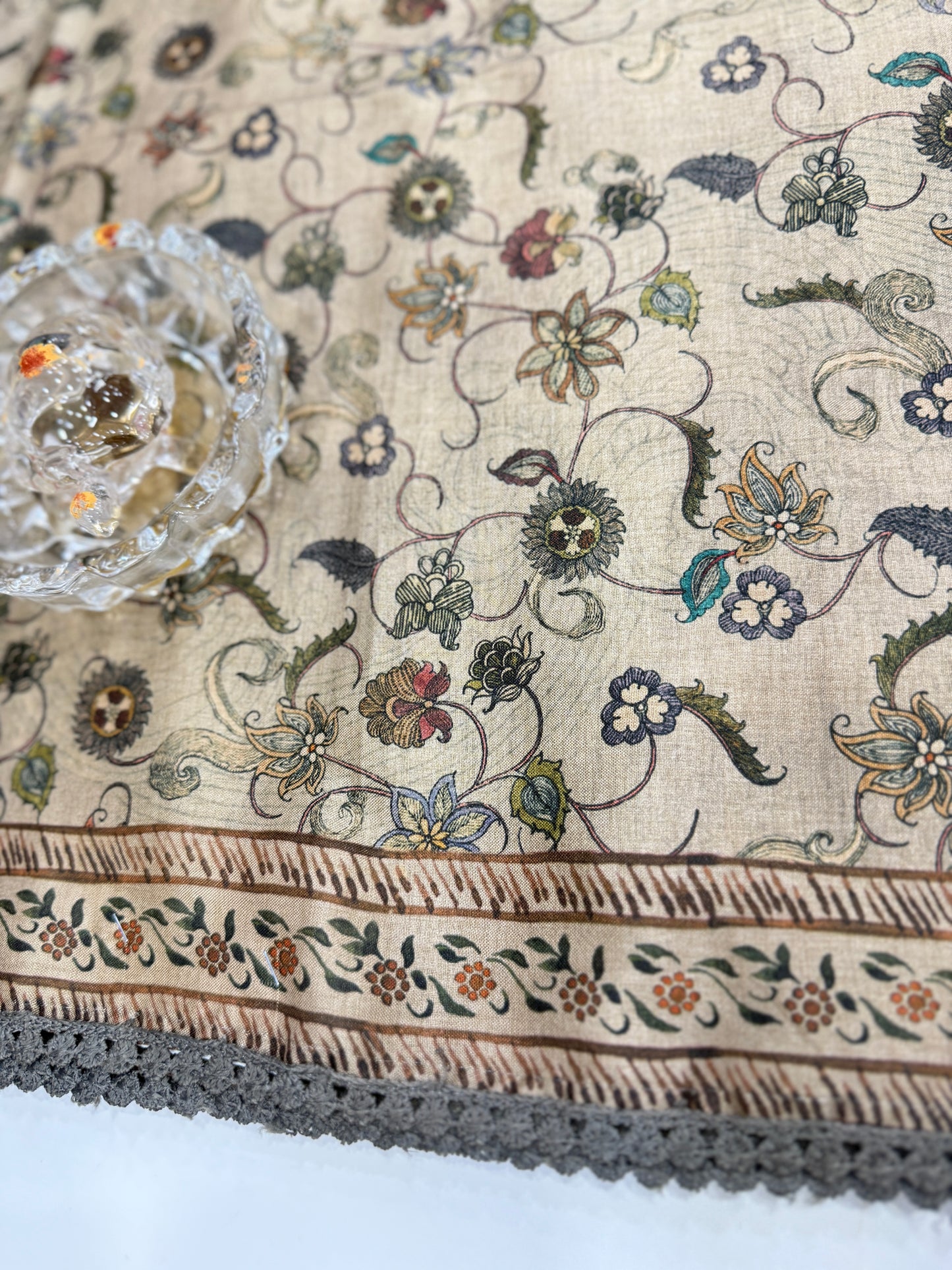 Nilambari Silk Floral Printed Saree with Lace Border