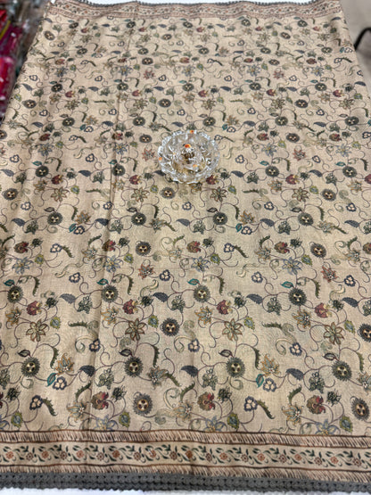 Nilambari Silk Floral Printed Saree with Lace Border