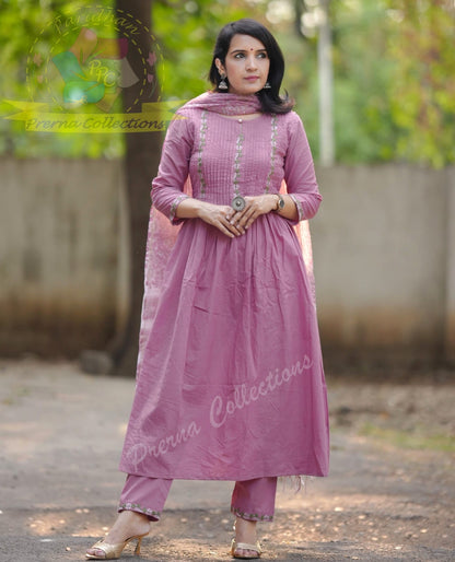 Look Classy and Beautiful in Our Cotton Set with Pintex Work