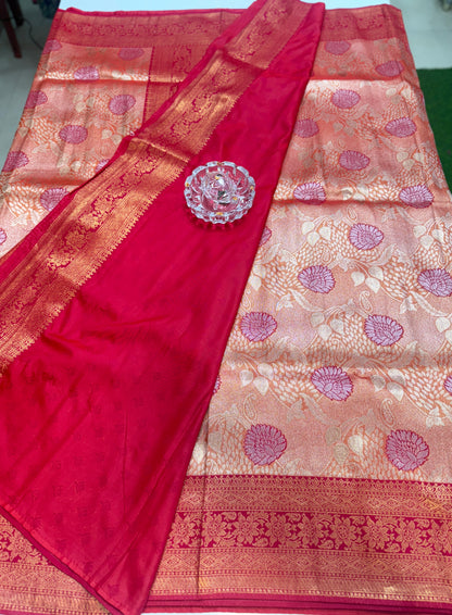 Kanjivaram Soft Silk Saree with Meenakari Weaving, Broad Pattu and Potli Tassels – Wedding Silk Saree for Women