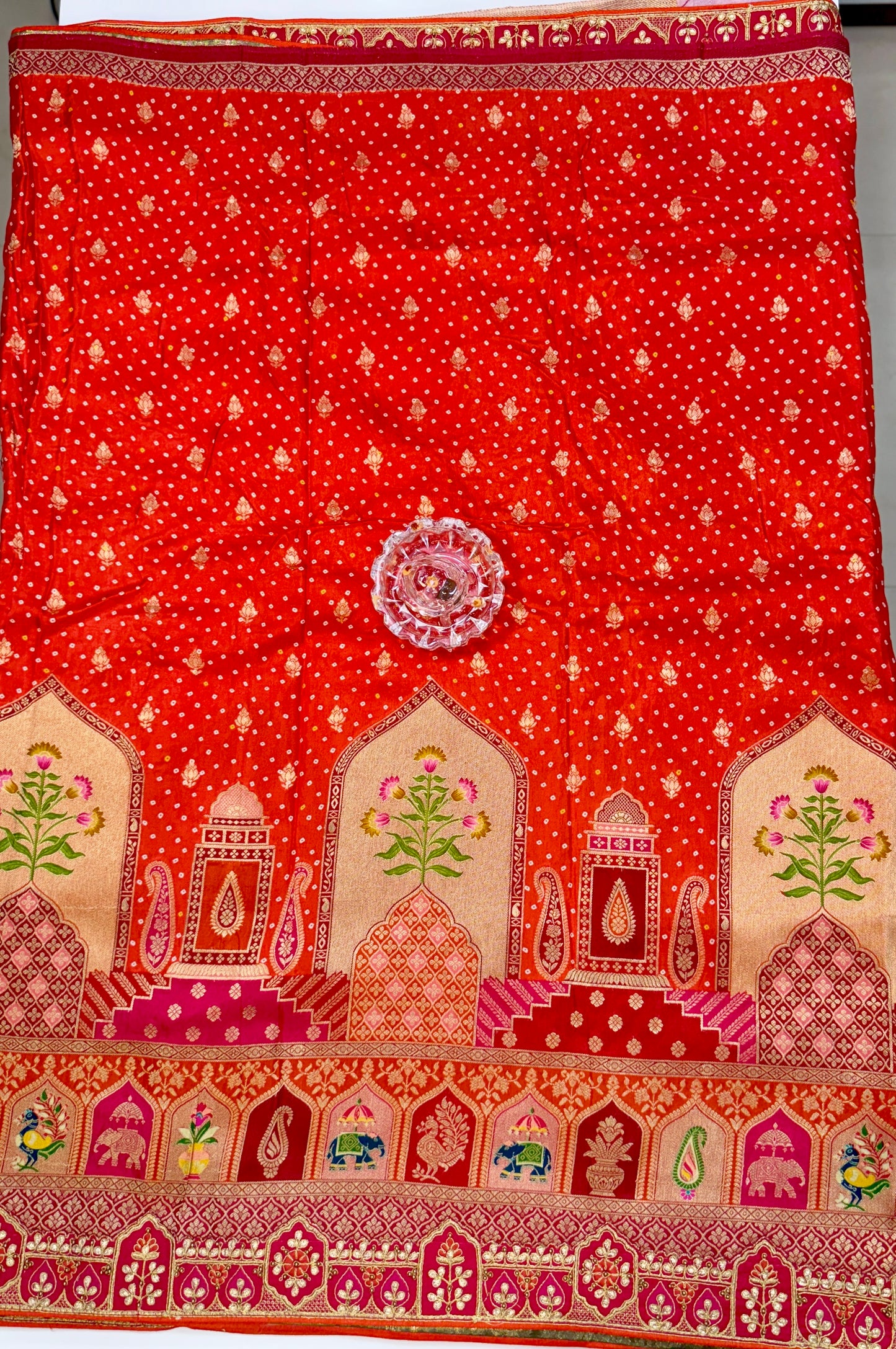 Pure Dola silk saree with position weaving and embroidered blouse – premium ethnic wear for weddings and festive occasions