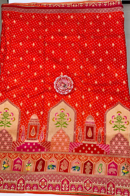 Pure Dola silk saree with position weaving and embroidered blouse – premium ethnic wear for weddings and festive occasions