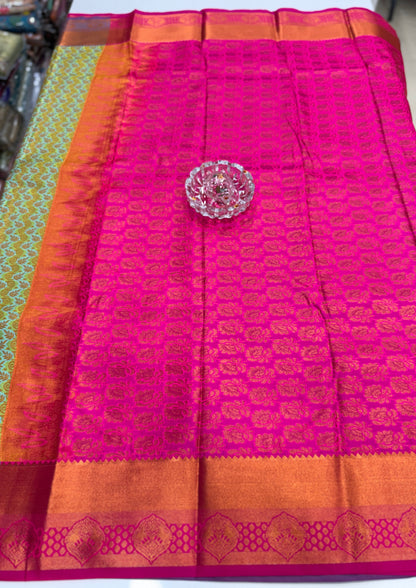 Soft Silk Saree with Samutrika Weaving and Contrast Zari Border for Women – Lightweight Festive Wear Saree