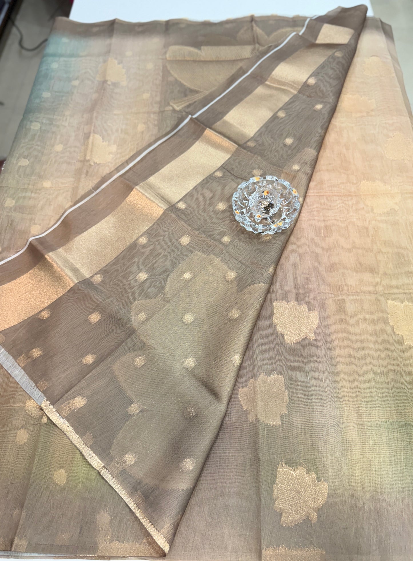 Soft Handloom style Silk Saree with Zari Leaf Weaving and Gradient Shading – Festive Wear Saree for Women