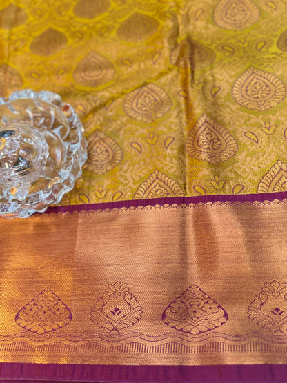 Bridal Kanchipuram Style Silk Saree with Rich Zari Border – Festive Wear