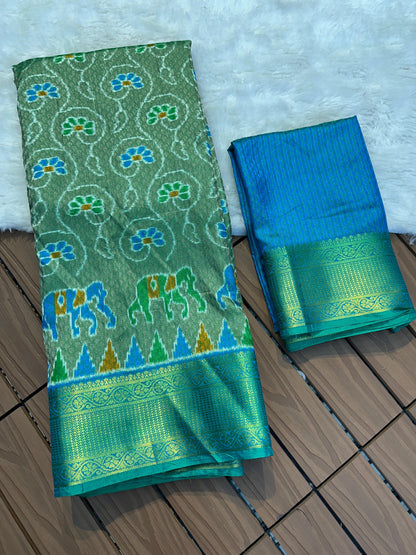 Premium Quality Spanish Ikkat Cotton Fabric With Hand Acid Print