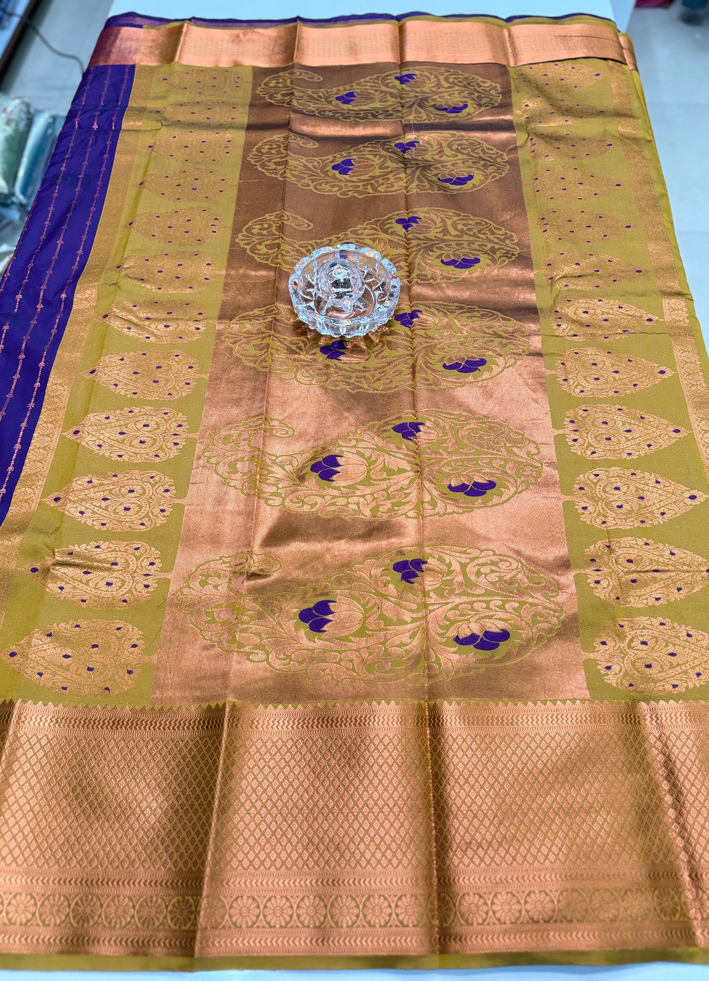 Dharmavaram Silk Saree with Intricate Meena Work and Blouse Piece for Women
