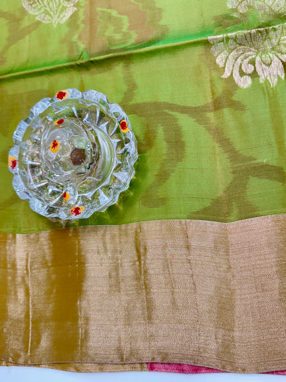 Pochampalli Printed Silk Saree with Satin Border and Blouse – Powerloom Weave for Women