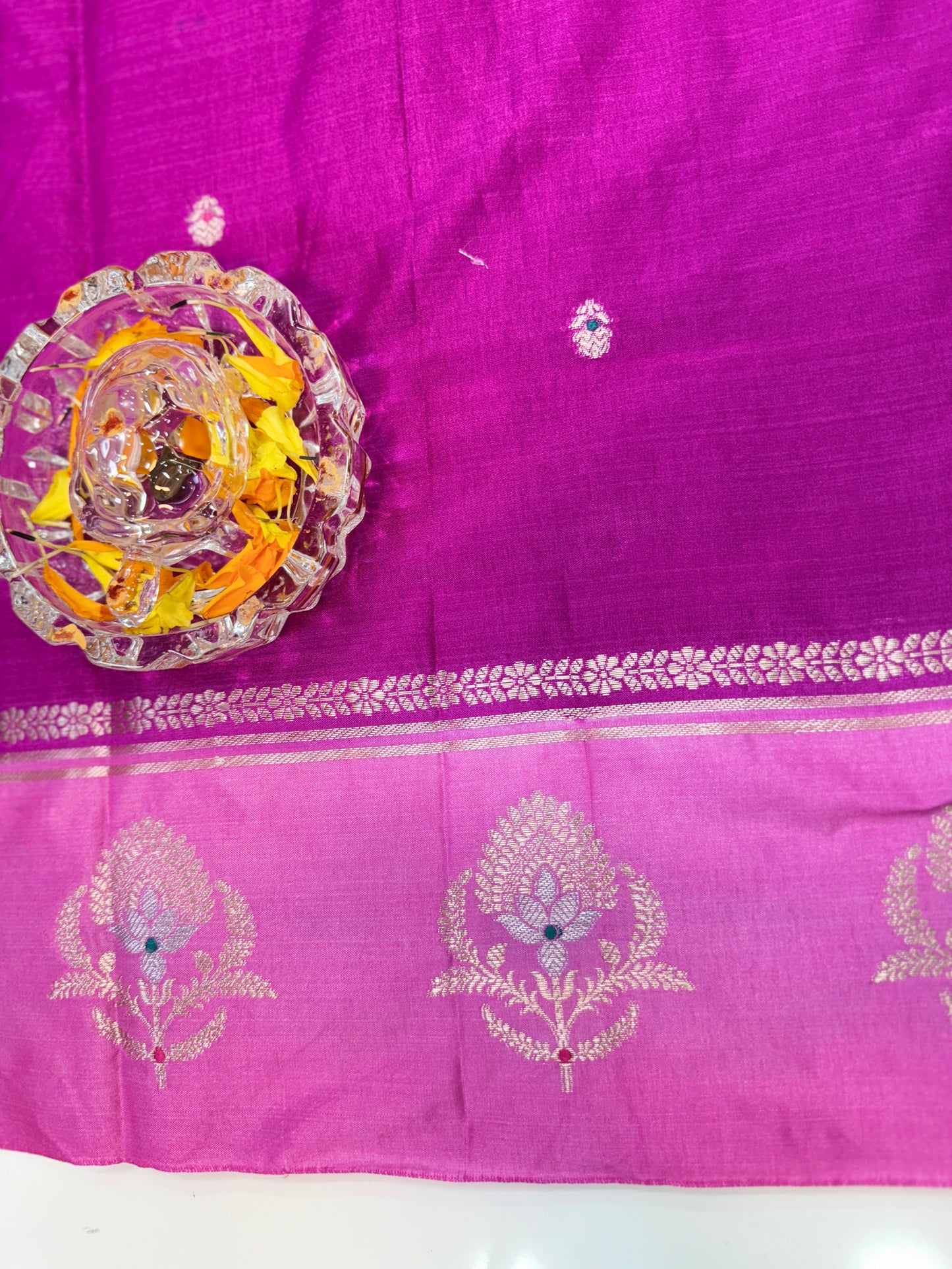 Banarasi Semi Raw Mango Silk Saree with Zari Buta Meenakari Work and Brocade Blouse – Festive Wear