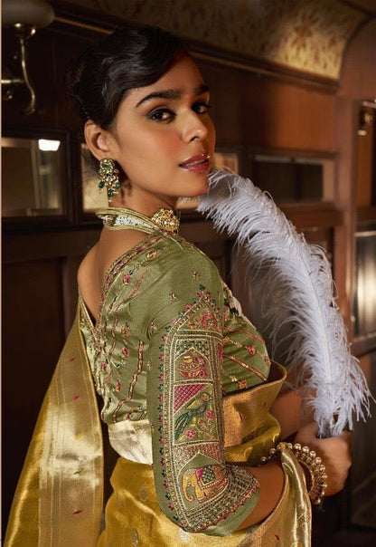 tissue paithani saree with embroidered designer blouse – premium ethnic wear for women