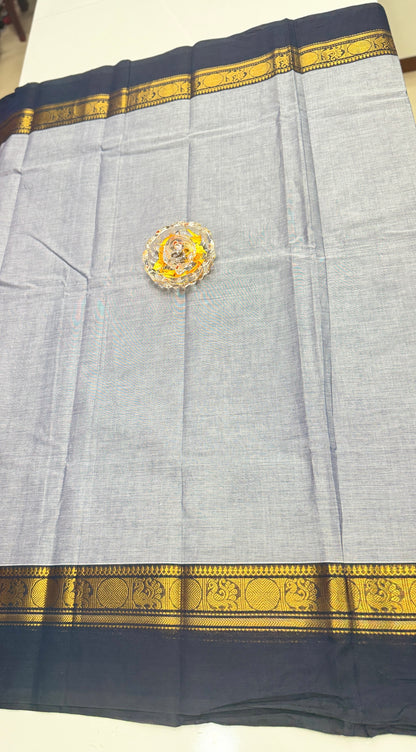 Chettinad Pure Cotton Saree with Zari Border – 80 Count, 20 Colours, 5.5m Length