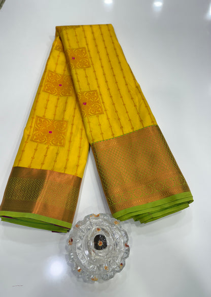 Dharmavaram Silk Saree with Intricate Meena Work and Blouse Piece for Women