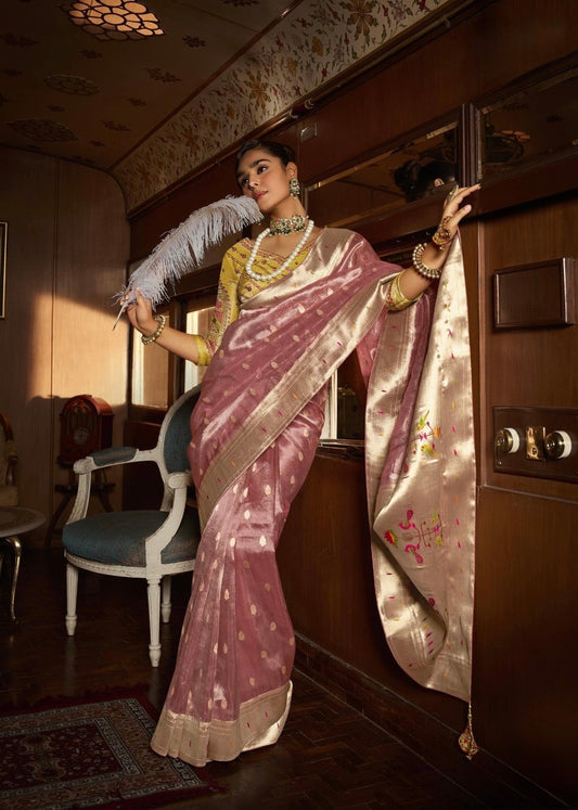 tissue paithani saree with embroidered designer blouse – premium ethnic wear for women