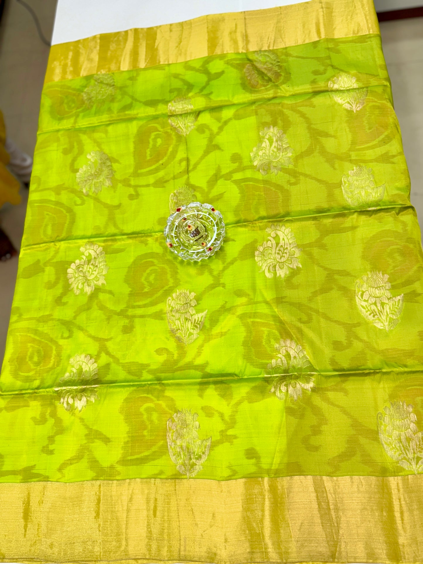 Pochampalli Printed Silk Saree with Satin Border and Blouse – Powerloom Weave for Women