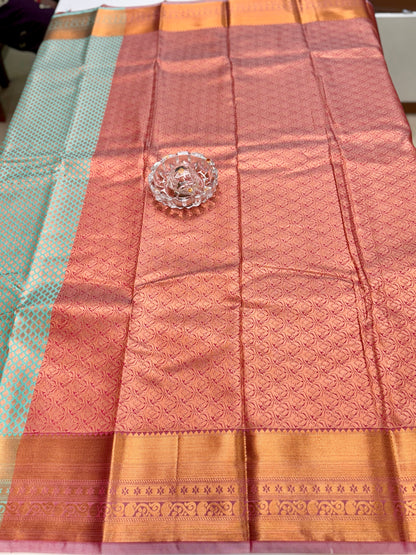 Kanchipuram Style Silk Saree with Rich Zari Border – Festive Wear